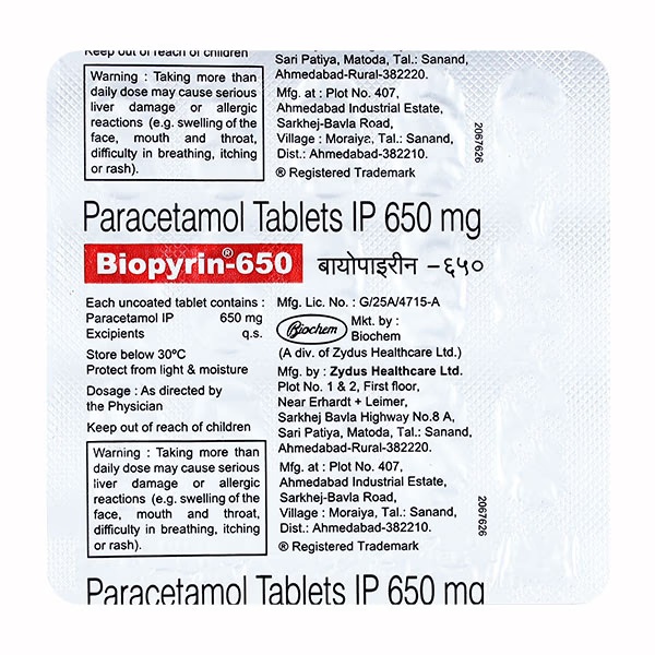 Biopyrin 650mg Tablet 15'S