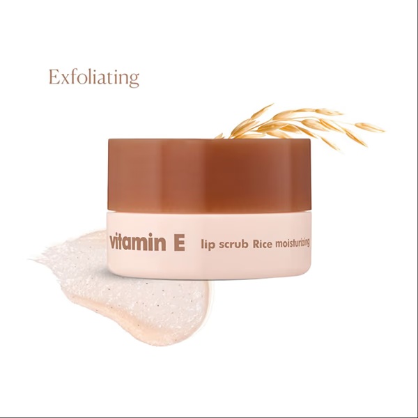The Face Shop Vitamin E Gentle Exfoliating Lip Scrub with Korean Rice for Soft, Smooth, Glowy Lips 7 gm