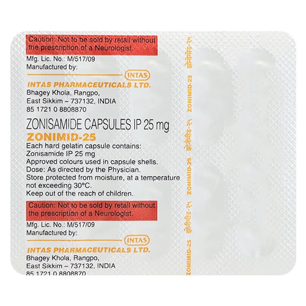Zonimid 25mg Capsule 10'S