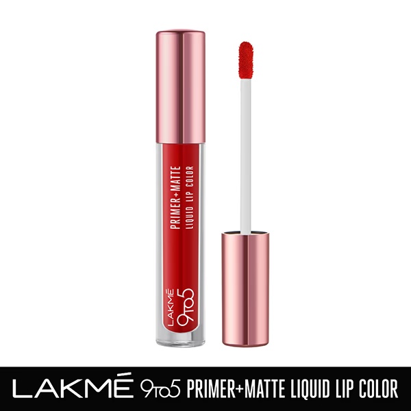Lakme 9to5 Primer + Matte Liquid Lip Color MR2 Driven Red 4.2 ml