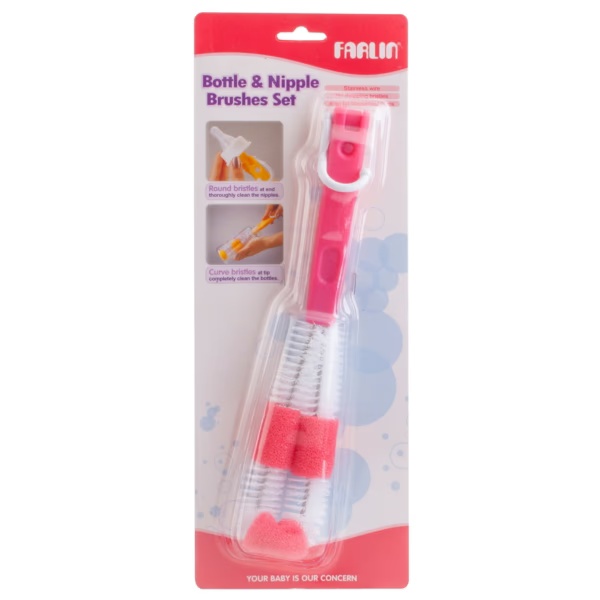 Farlin Bottle & Nipple Brushes - Pink 1's