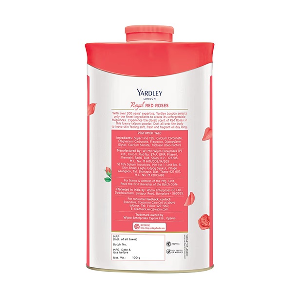 Yardley London Perfumed Talcum Powder - Royal Red Roses 100 gm