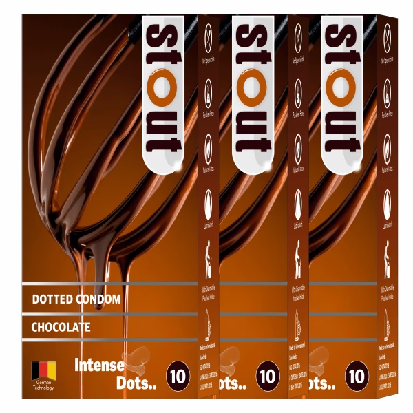 Stout Intense Dots Condoms - Chocolate (Pack of 3 x 10's)