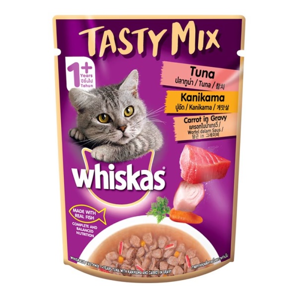 Whiskas Tasty Mix Tuna and Kanikama with Carrot in Gravy 70 gm