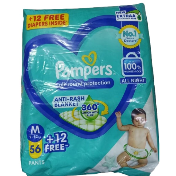 Pampers All Round Protection Anti Rash Blanket Diaper Pants (M) (56's + 12's Free) 68's