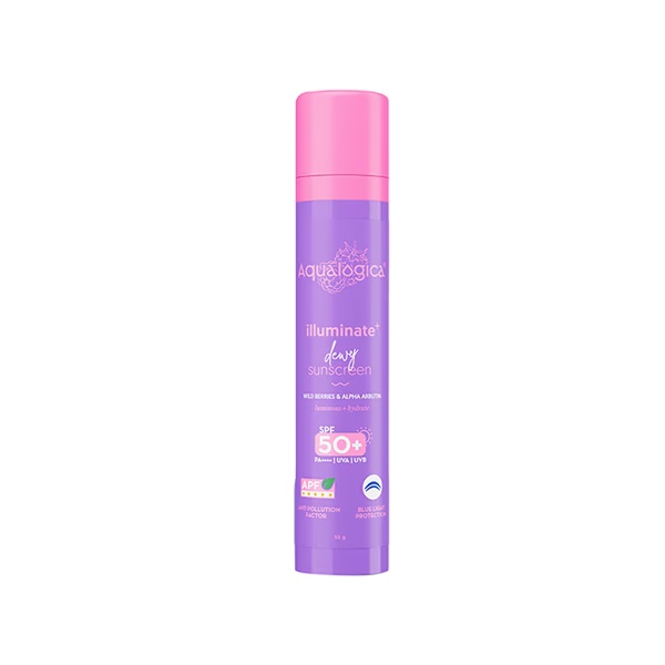Aqualogica illuminate + Dewy Sunscreen SPF 50+ PA++++ Wild Berries & Alpha Arbutin 50 gm