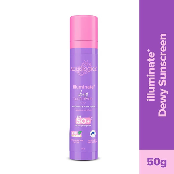 Aqualogica illuminate + Dewy Sunscreen SPF 50+ PA++++ Wild Berries & Alpha Arbutin 50 gm