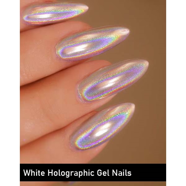 Nails On Board Handmade Press On Gel Nails- Holographic White 50 gm