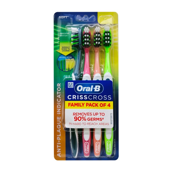 Oral B Crisscross Anti Plaque Toothbrush - Soft (Family Pack of 4)