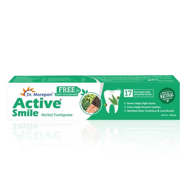 Dr. Morepen Active Smile Herbal Toothpaste with Neem, Clove & Menthol 100 gm