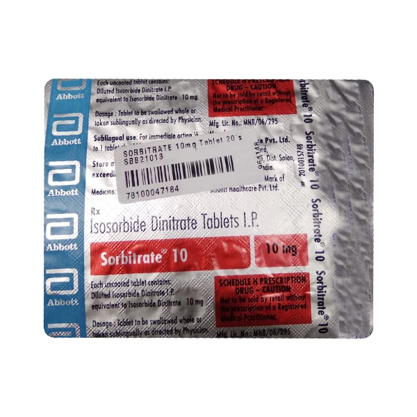 Sorbitrate 10mg Tablet 50'S