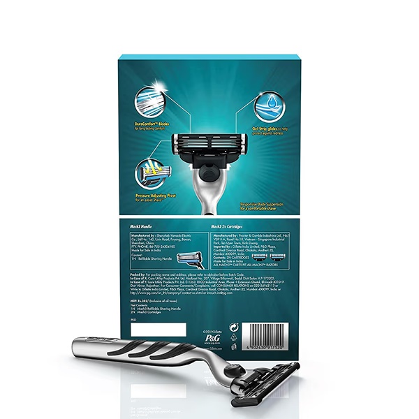 Gillette Mach3 Razor Pack - (1 Handle + 2 Cartridges 1 Razor Pack Comprising) 1's