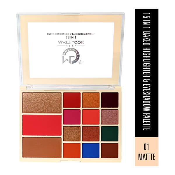 Matt Look 15 in 1 Highlighter & Eyeshadow Palette, Face Makeup, Multicolor-1 33.6 gm