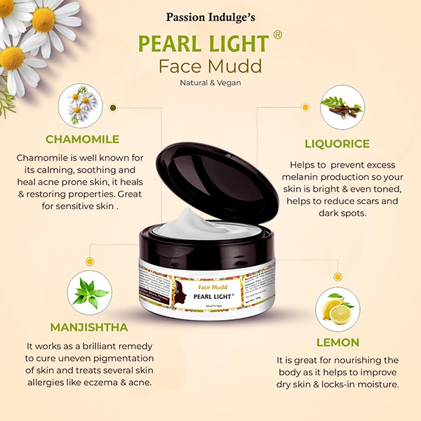 Passion Indulge PEARL LIGHT Face Mudd For Spot reduction And Skin Lightening 250GM