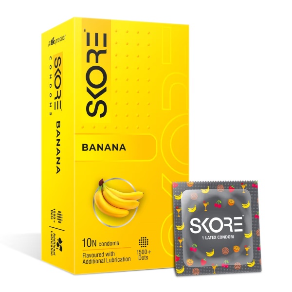 Skore 1500+ Raised Dots Condoms - Banana 10's