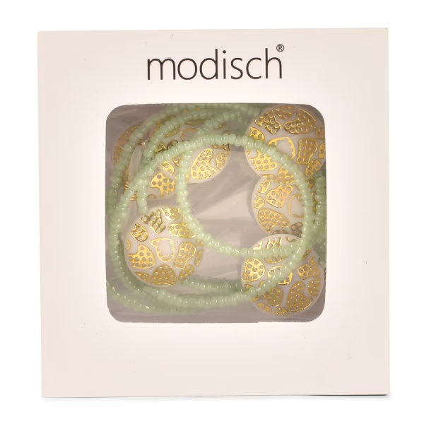 Modisch Green Beads With White Circle Stones With Golden Print Sunglasses Chain (JC-1402-Green) 1's