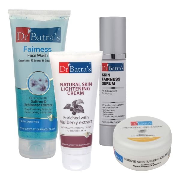 Dr Batra's Fairness Face Wash 100 gm + Natural Skin Lightening Cream 100 gm + Skin Fairness Serum 50 gm + Intense Moisturizing Cream 100 gm