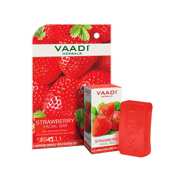 Vaadi Herbals Strawberry Facial Bar with Grapeseed Extract 25 gm