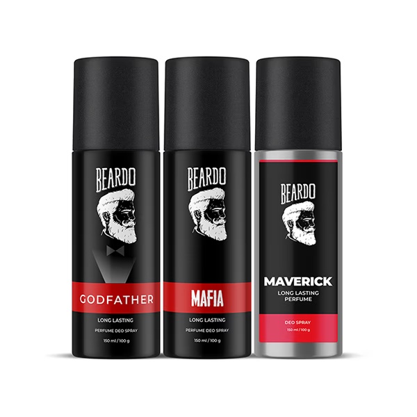 Beardo Godfather 150ml, Mafia 120ml and Maverick 150ml Perfume Deo Spray Combo for Men 1's