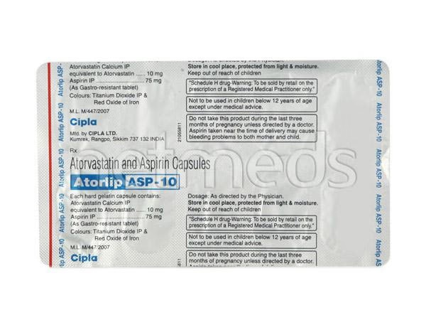 Atorlip Asp 10mg Capsule 10'S