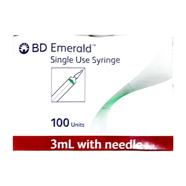 BD Emerald Single Use Syringe 3 ml With Needle 24G