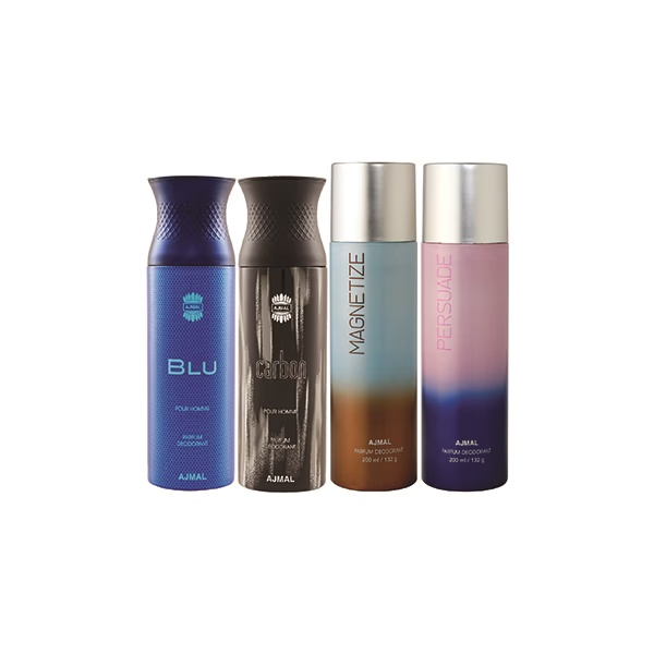 Ajmal 1 Blu Homme, 1 Carbon Homme, 1 Magnetize And 1 Persuade Deodorants Pack of 4 200 ml