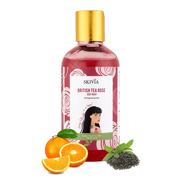 Skivia British Tea Rose Body Wash With Orange & Green Tea 200 ml