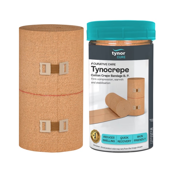 Tynor Tynocrepe Cotton Crepe Bandage - Beige (8 cm x 4 m)