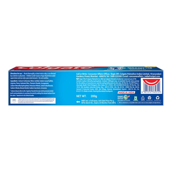 Colgate Strong Teeth with Calcium Boost Toothpaste - Fresh 200 gm
