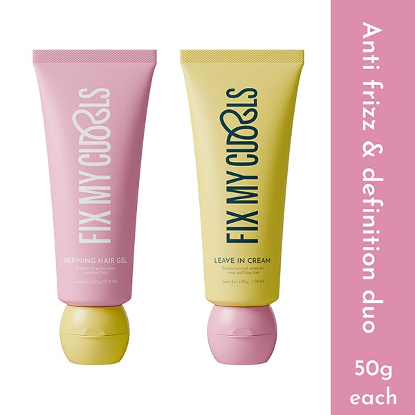 Fix My Curls Protein Styling Duo for Curly, Wavy, Dry and Frizzy Hair Enriched with Jojoba Oil and Sunflower Oil 50gm Each 4's