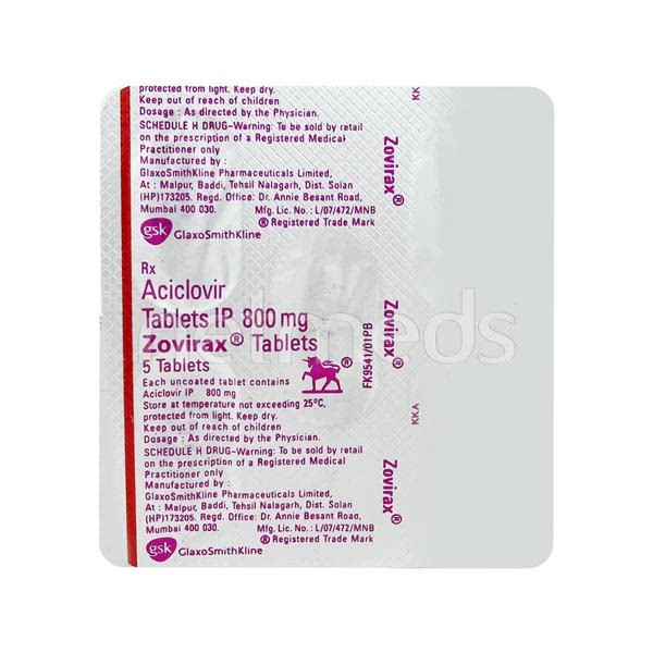 Zovirax 800mg Tablet 5'S