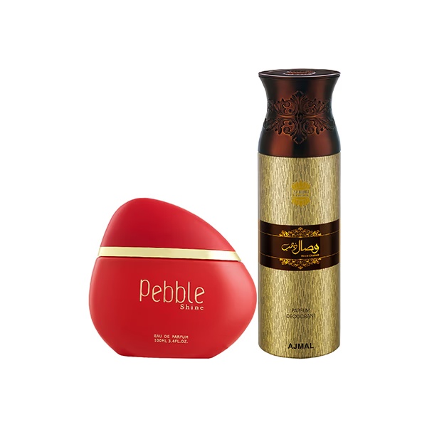 Maryaj Pebble Shine EDP Floral Fruity Perfume And Ajmal Wisal Dhahab Deodorant Fruity Floral Fragrance 300 ml