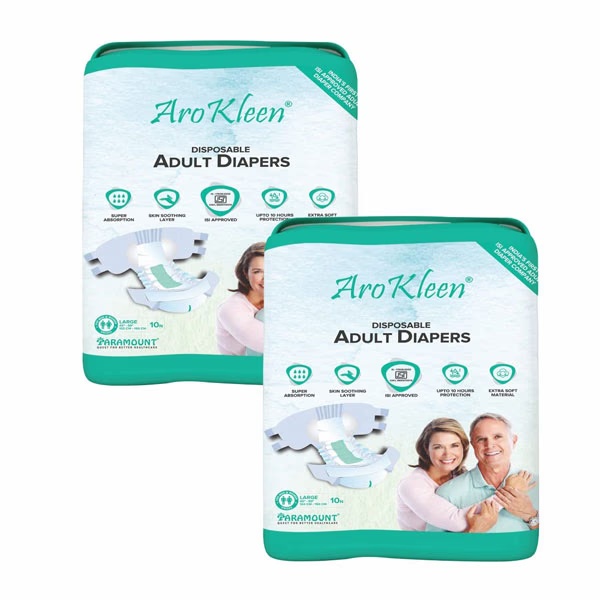 AroKleen Disposable Adult Diaper (L) (102 cm - 150 cm) (Pack of 2 x 10's) 1's