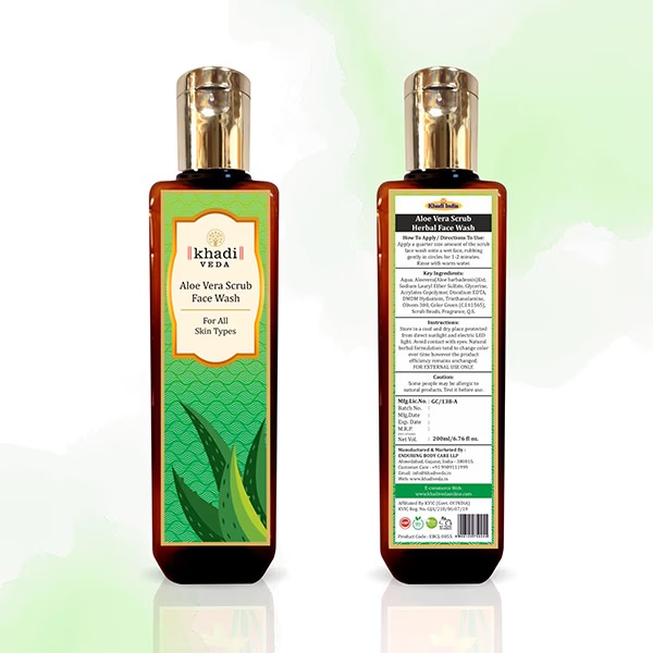Khadi Veda Face Wash - Aloe Vera Scrub 200 ml