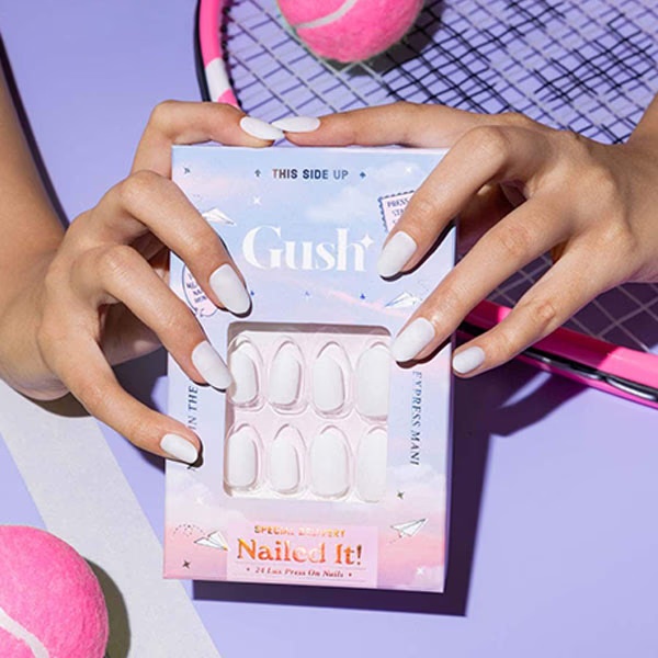 Gush Beauty Nailed It Reusable Luxury Press On Nails With Application Kit Milky White - Medium Almond 1's