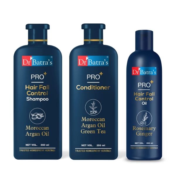 Dr Batra's Hair Fall Control Shampoo 350 ml + PRO+ Conditioner 350 ml + PRO+ Hair Fall Control Oil 200 ml