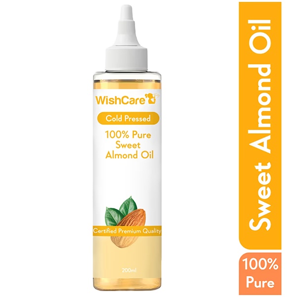 Wishcare 100% Pure Cold Pressed Sweet Almond Oil For Healthy Hair And Glowing Skin 200 ml