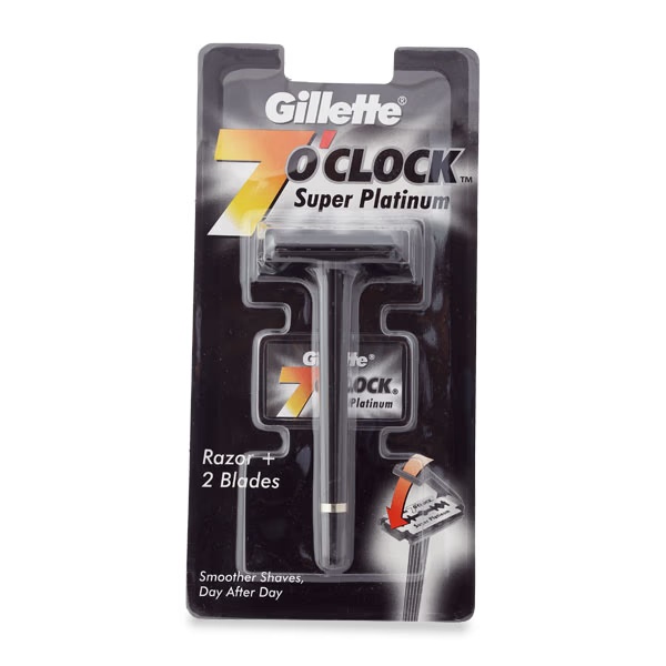 Gillette 7 'o' Clock Super Platinum Razor + 2 Blades