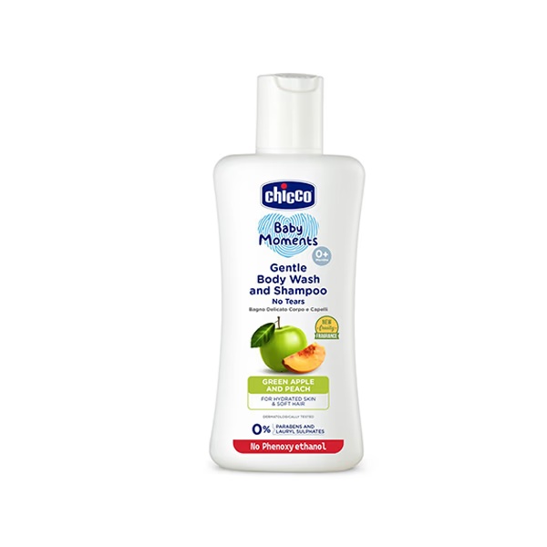 Chicco Baby Moments Gentle Bodywash and Shampoo With Green Apple and Peach 100 ml
