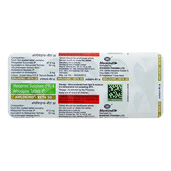 AMLOKIND BETA 50 Tablet 10's