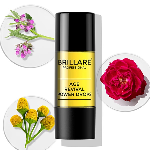 Brillare Professional Age Revival Power Drops Natural Face Serum Aragn Oil, Rose and Bakuchioil 15 ml