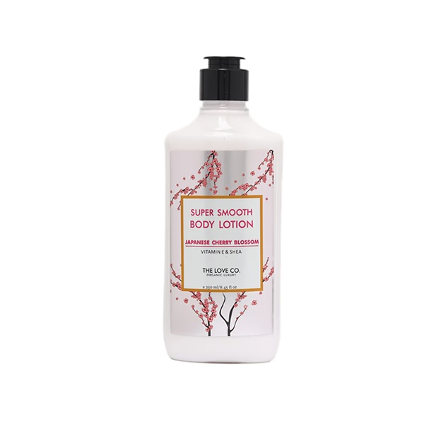 The Love Co. Super Smooth Japanese Cherry Blossom Body Lotion - Daily Skin Moisture for Men and Women, Intense Hydration for Dry Skin 250 ml