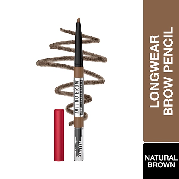 Maybelline New York Tattoo Brow 36 Hr Brow Pencil Natural Brown m Waterproof Eyebrow Pencil with Precision Tip 0.25 gm