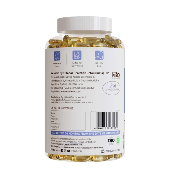Neuherbs Deep Sea Fish Oil 2500 mg Softgels - Lemon Flavour 150's