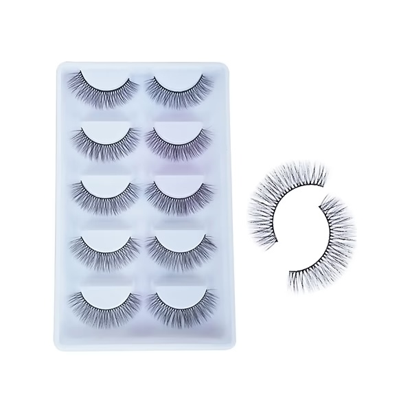 Bronson Professional False Eyelashes Set of 5 Pair 6D Long and Natural 211 Fake False Lashes 1's