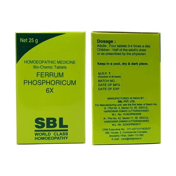 SBL Ferrum Phosphoricum 6X Tablet 25 gm