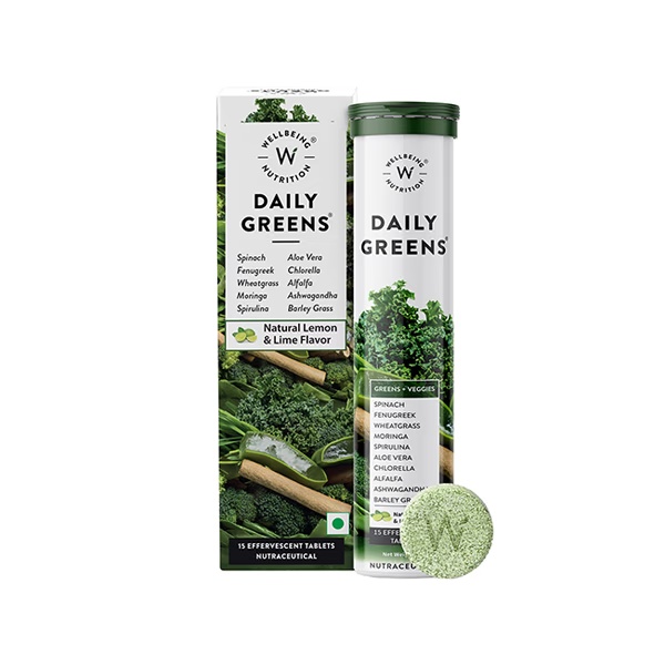 Wellbeing Nutrition Daily Greens Wholefood Multivitamin with Vitamin C, Zinc, B6, B12 for Immunity and Detox