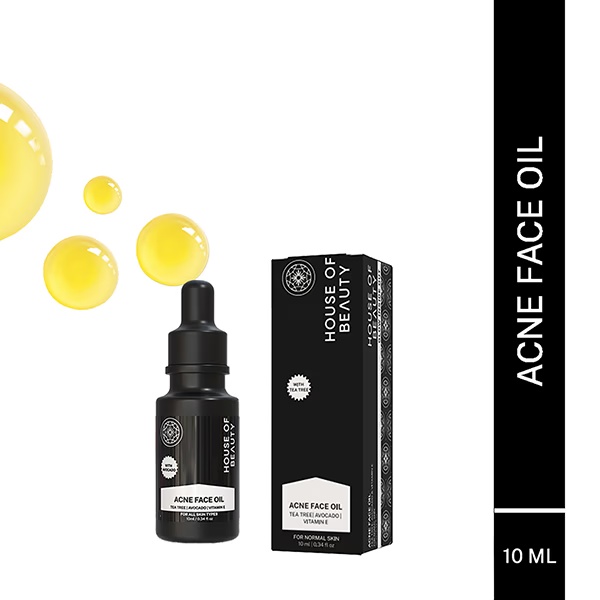 House of Beauty Acne Oil with Tea Tree, Avocado & Vit-E For Drying Pimpled & Oily Skin 10ml