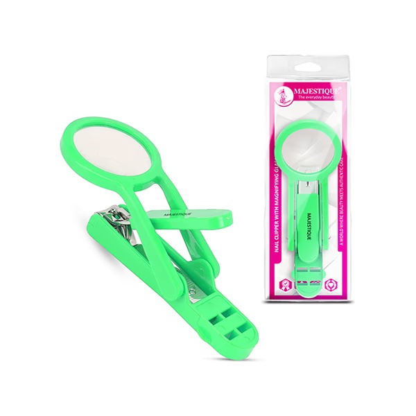 Majestique Nail Clipper With Magnifying Glass, Sharp Smooth Edge Nails Cutter - Multicolor 1's