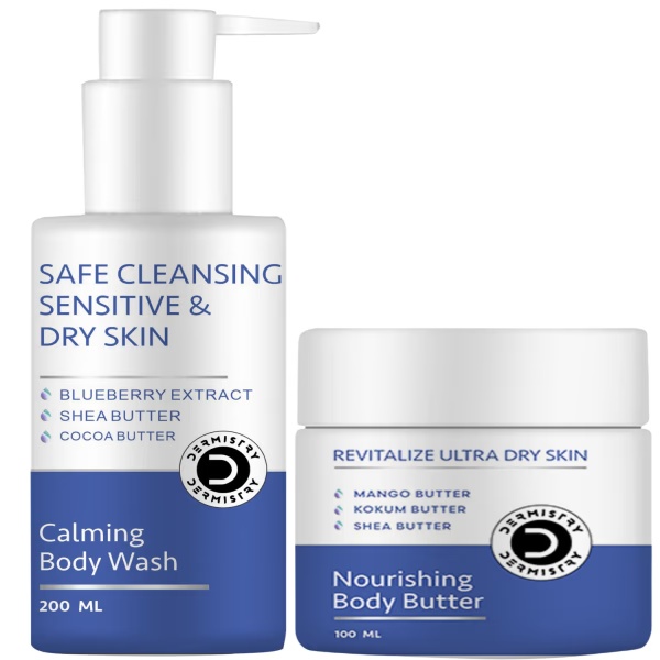Dermistry Safe Cleansing Sensitive & Dry Skin Calming Body Wash 200 ml + Revitalize Ultra Dry Skin Nourishing Body Butter 100 ml